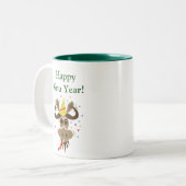アメリカヘラジカのHead_MerryのキスのMoose_Happyのヌー年! ツートーンマグカップ (正面左)