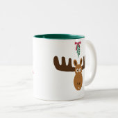 アメリカヘラジカのHead_Mooseltoe_Merryのキスのアメリカヘラジカ ツートーンマグカップ (正面右)