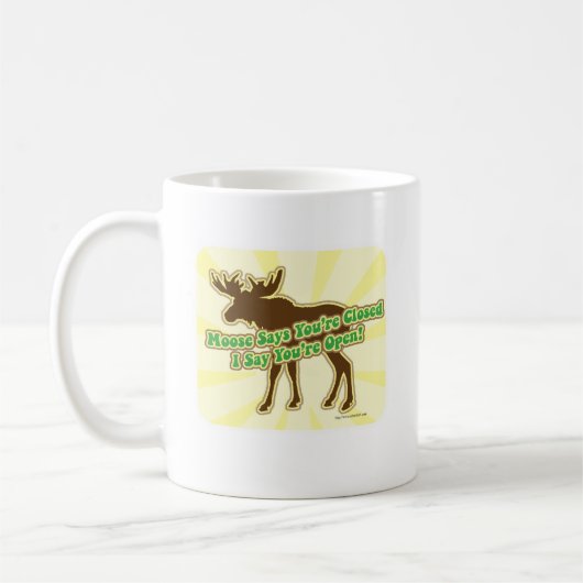 アメリカヘラジカは閉鎖していることを言います! コーヒーマグカップ (左)