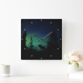 アメリカヘラジカはTwilghtでシルエットを描きます スクエア壁時計 (ホーム)