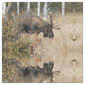 アメリカヘラジカを牧草を食べること ファブリック (クローズアップ)