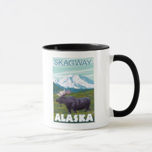 アメリカヘラジカ場面- Skagway、アラスカ マグカップ