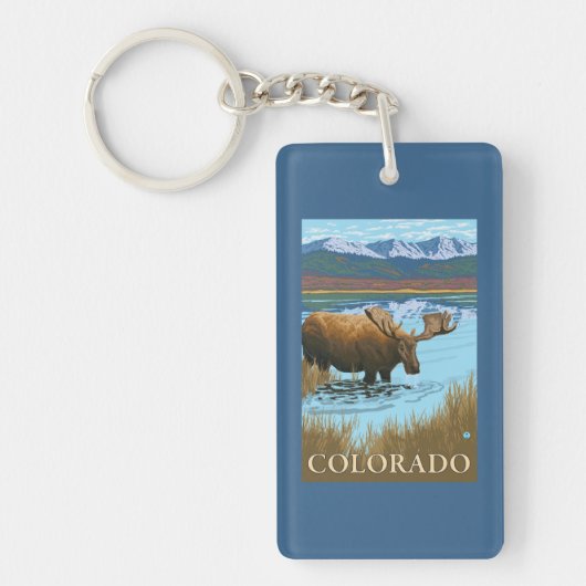 アメリカヘラジカDrinkingColorado キーホルダー (正面)