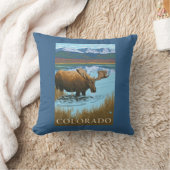 アメリカヘラジカDrinkingColorado クッション (ブランケット)