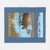 アメリカヘラジカDrinkingColorado フリースブランケット (正面(横))