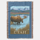 アメリカヘラジカDrinkingUtah スローブランケット (正面縦)
