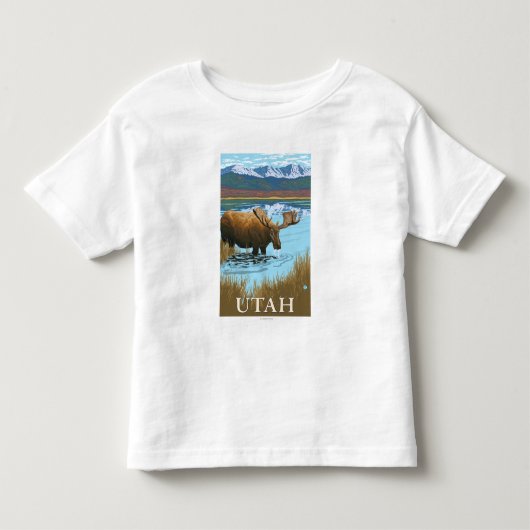 アメリカヘラジカDrinkingUtah トドラーTシャツ (正面)