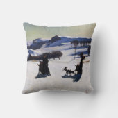 アメリカペインターのクリスマスのギフトによる雪分野 クッション (裏面)