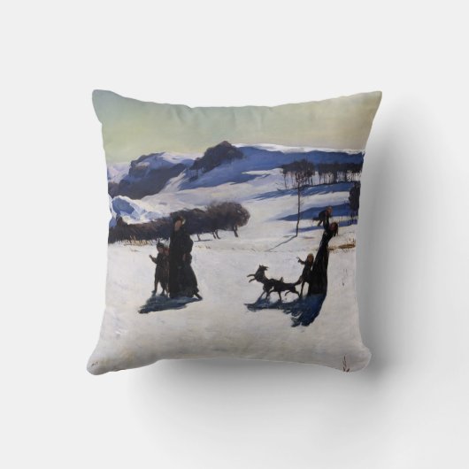 アメリカペインターのクリスマスのギフトによる雪分野 クッション (裏面)