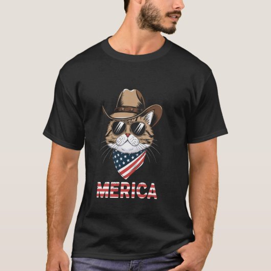 アメリカペルシャ猫 7月4日 Tシャツ (正面)