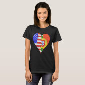アメリカポルトガル国旗のハート Tシャツ (正面フル)