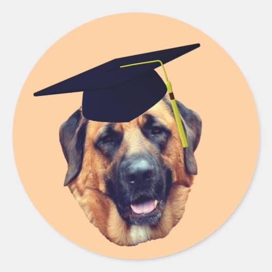 アメリカマスティフ犬の卒業キャップ ラウンドシール (正面)