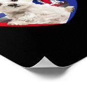 アメリカマルチーズ犬ハート7月4日アメリカ国旗Pa ポスター (角)