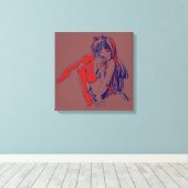 アメリカマンガ猫少女かわいいアニメ キャンバスプリント (インサイチュ (ウッドフロア))