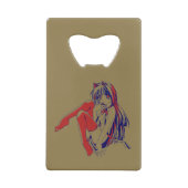 アメリカマンガ猫少女かわいいアニメ クレジットカード栓抜き (裏面)