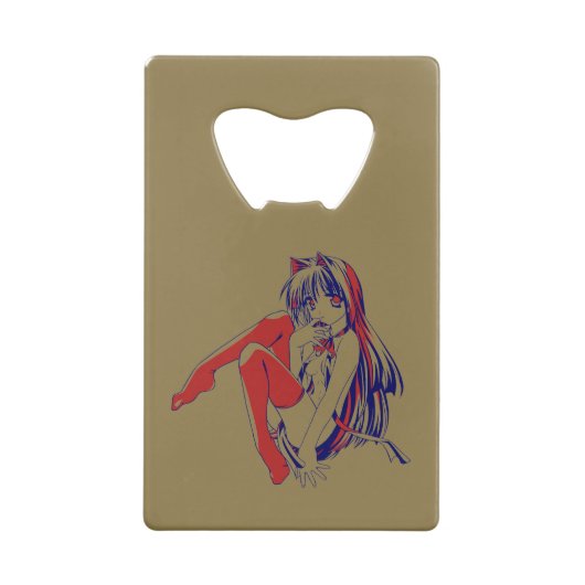 アメリカマンガ猫少女かわいいアニメ クレジットカード栓抜き (裏面)