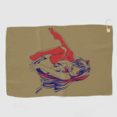 アメリカマンガ猫少女かわいいアニメ ゴルフタオル (横)