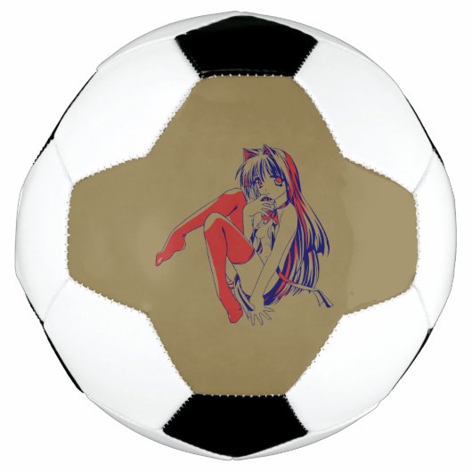 アメリカマンガ猫少女かわいいアニメ サッカーボール (正面)