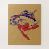 アメリカマンガ猫少女かわいいアニメ ジグソーパズル (縦)