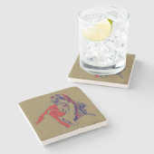 アメリカマンガ猫少女かわいいアニメ ストーンコースター (横)