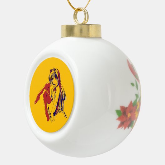 アメリカマンガ猫少女かわいいアニメ セラミックボールオーナメント (右)