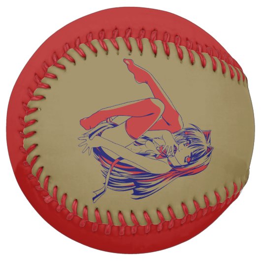 アメリカマンガ猫少女かわいいアニメ ソフトボール (正面左)