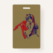 アメリカマンガ猫少女かわいいアニメ バッジ (裏面)