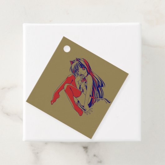 アメリカマンガ猫少女かわいいアニメ フェイバータグ (インサイチュ)