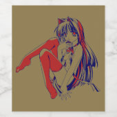 アメリカマンガ猫少女かわいいアニメ ワインラベル (シングルラベル)