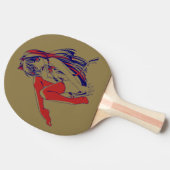 アメリカマンガ猫少女かわいいアニメ 卓球ラケット (横)