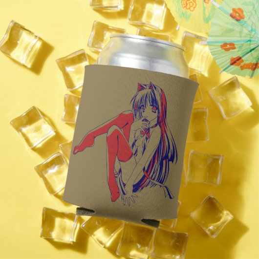アメリカマンガ猫少女かわいいアニメ 缶クーラー (インサイチュ 夏)