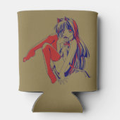 アメリカマンガ猫少女かわいいアニメ 缶クーラー (裏面)