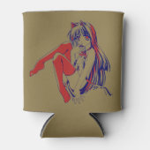 アメリカマンガ猫少女かわいいアニメ 缶クーラー (正面)