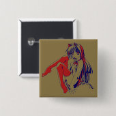 アメリカマンガ猫少女かわいいアニメ 缶バッジ (正面&裏面)