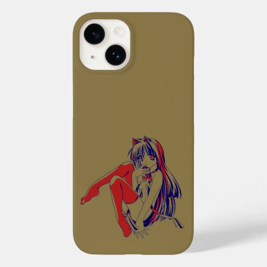 アメリカマンガ猫少女かわいいアニメ Case-Mate iPhoneケース (裏面)
