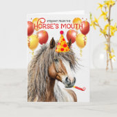 アメリカミニチュアホースクリおもしろい誕生日 カード (黄色い花)