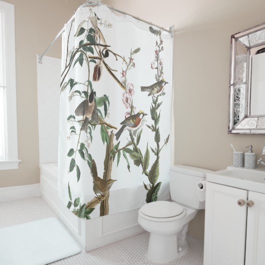 アメリカムシクイのミソサザイの鳥のAudubonの野性生物のシャワー・カーテン シャワーカーテン (インサイチュ)