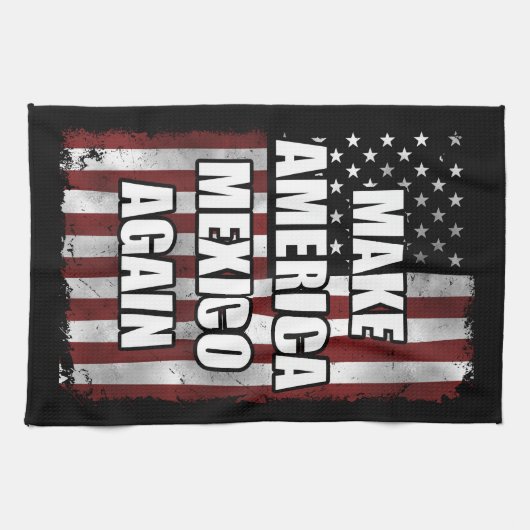 アメリカメキシコを再びシャツにする |トランプおもしろいギフト キッチンタオル (横)