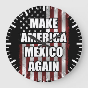 アメリカメキシコを再びシャツにする トランプおもしろいギフト ラージ壁時計