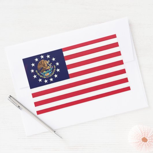 アメリカメキシコ国旗のステッカー 長方形シール (封筒)