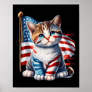 アメリカメモリアルデイ 猫 面白い子猫 4thオブ ジュライ 愛国者 ポスター