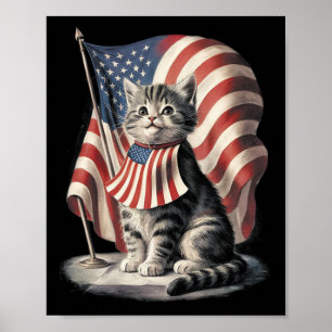 アメリカメモリアルデイ 猫 面白い子猫 4thオブ ジュライ 愛国者 ポスター
