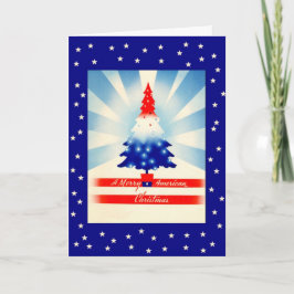 アメリカメリーのクリスマス愛国的なツリーカード シーズンカード
