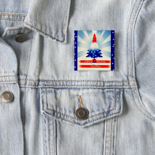 アメリカメリーのクリスマス愛国的なツリーボタン 缶バッジ (インサイチュ)