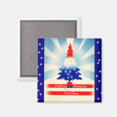 アメリカメリーのクリスマス愛国的なツリーマグネット マグネット (正面/裏面)