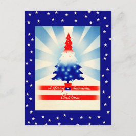 アメリカメリーのクリスマス愛国的な木のはがき シーズンポストカード