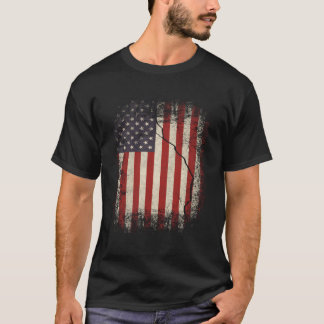 アメリカメンズフード入りタタタヴィンテージアメリカ国旗のパット Tシャツ