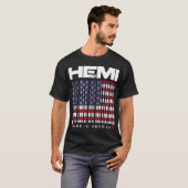アメリカメンズ筋肉車熱いRでなされるHemiのバーコード Tシャツ (正面フル)