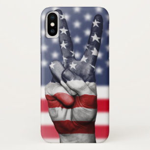 アメリカモダン国旗と指 iPhone X ケース