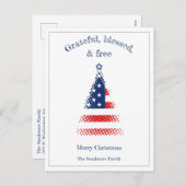 アメリカモダン国旗のクリスマスツリー シーズンポストカード (正面/裏面)